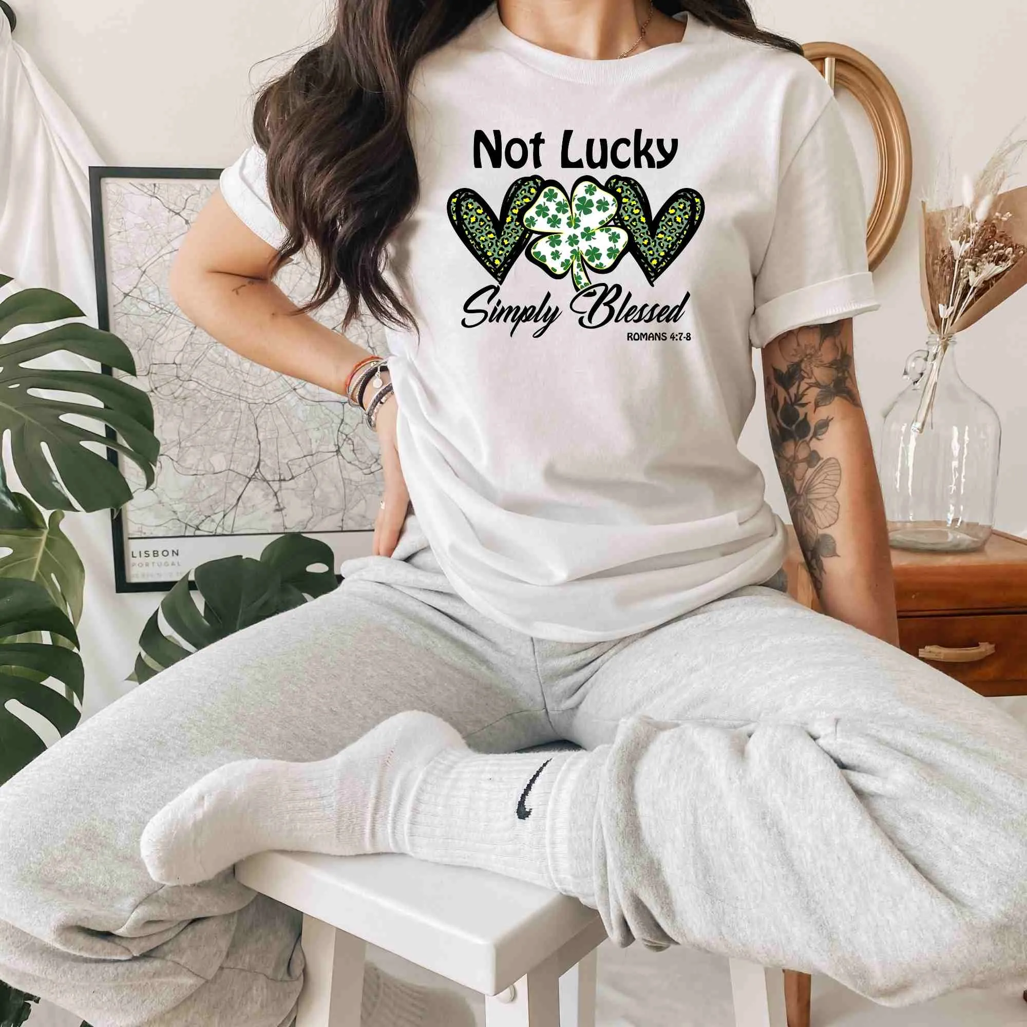 Not Lucky Simply Bless St. Patrick's Day, Lucky Clover St. Patrick's Day Shirt for Women