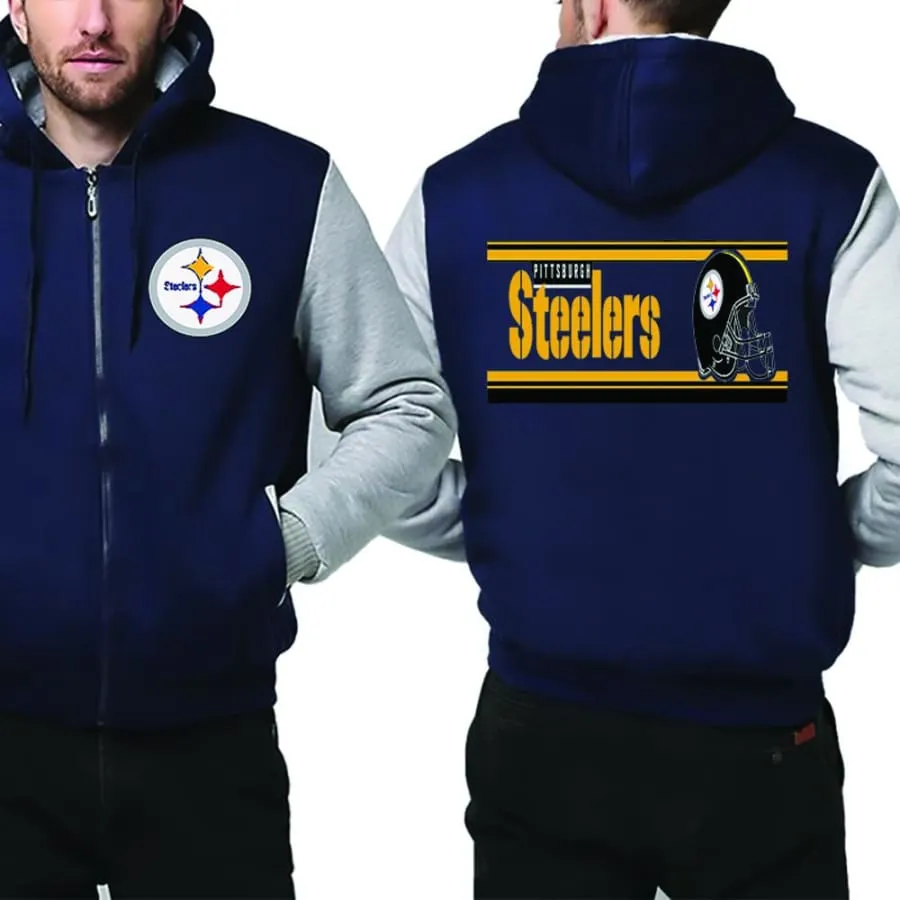 Pittsburgh steelers Fan Jacket| Nfl steelers Fan Fleece Varsity Jackets Pullover (4 Colors)