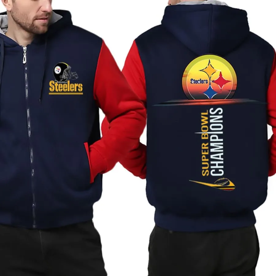 Pittsburgh steelers Fan Jacket| Nfl Steelers Fan Super Bowl Jackets Fleece Pullover (4 Colors)