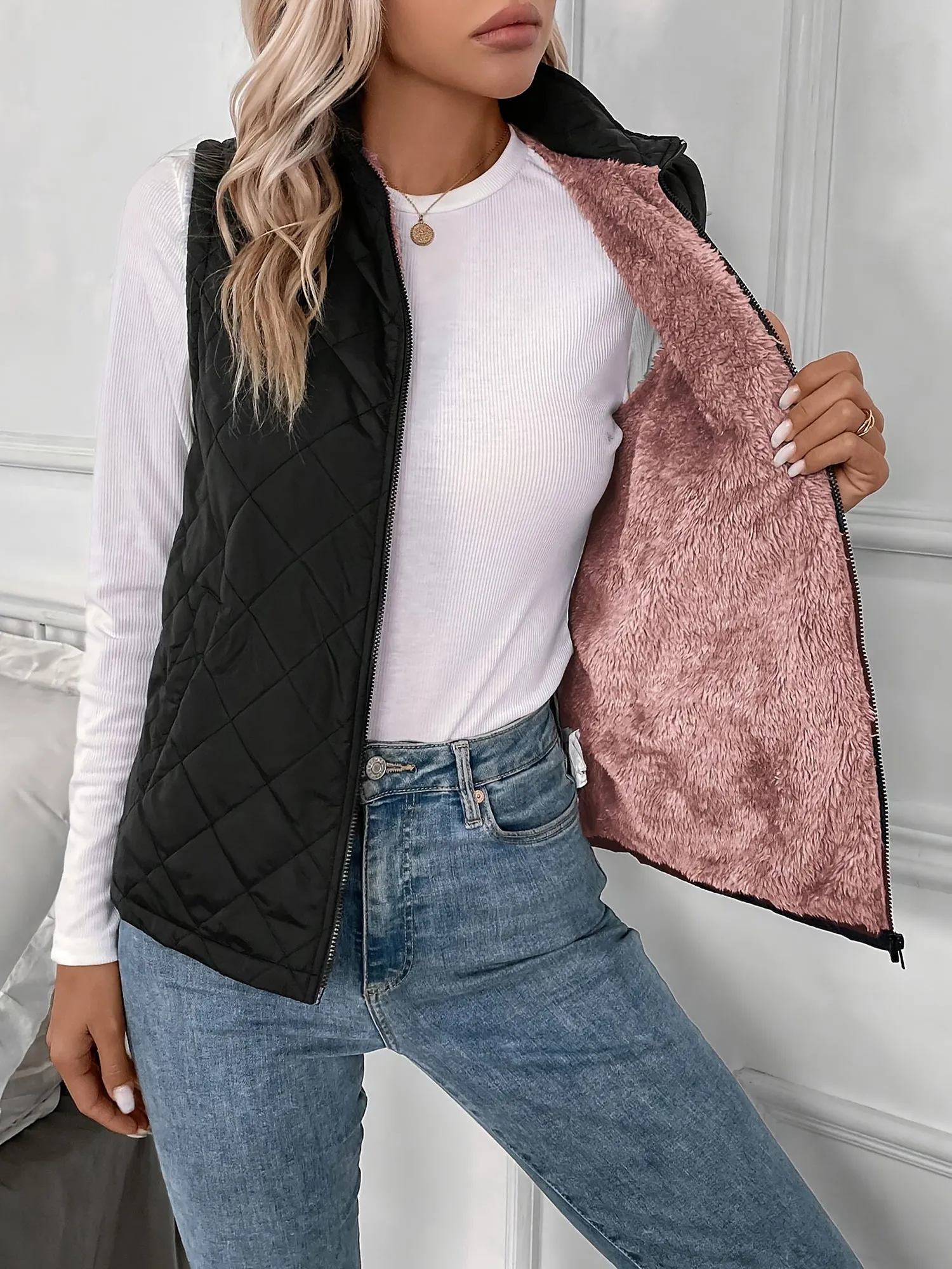 Polar Fleece Thermal Sleeveless Quilted Vest