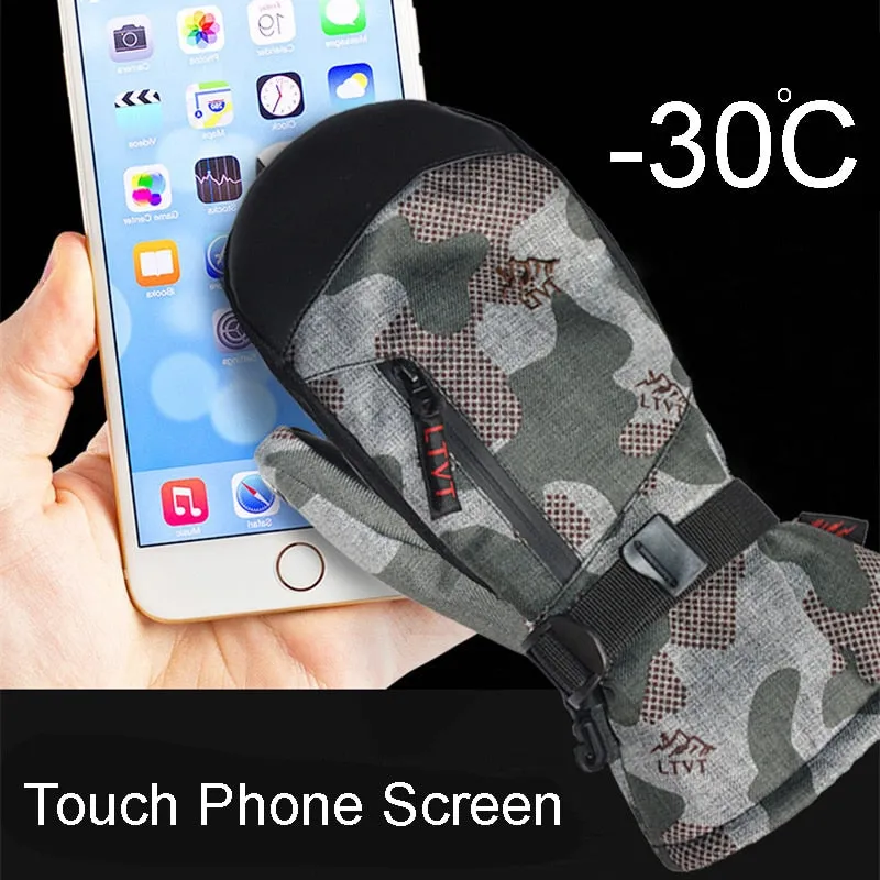 QUESHARK Touchscreen Waterproof Snowboard Mittens