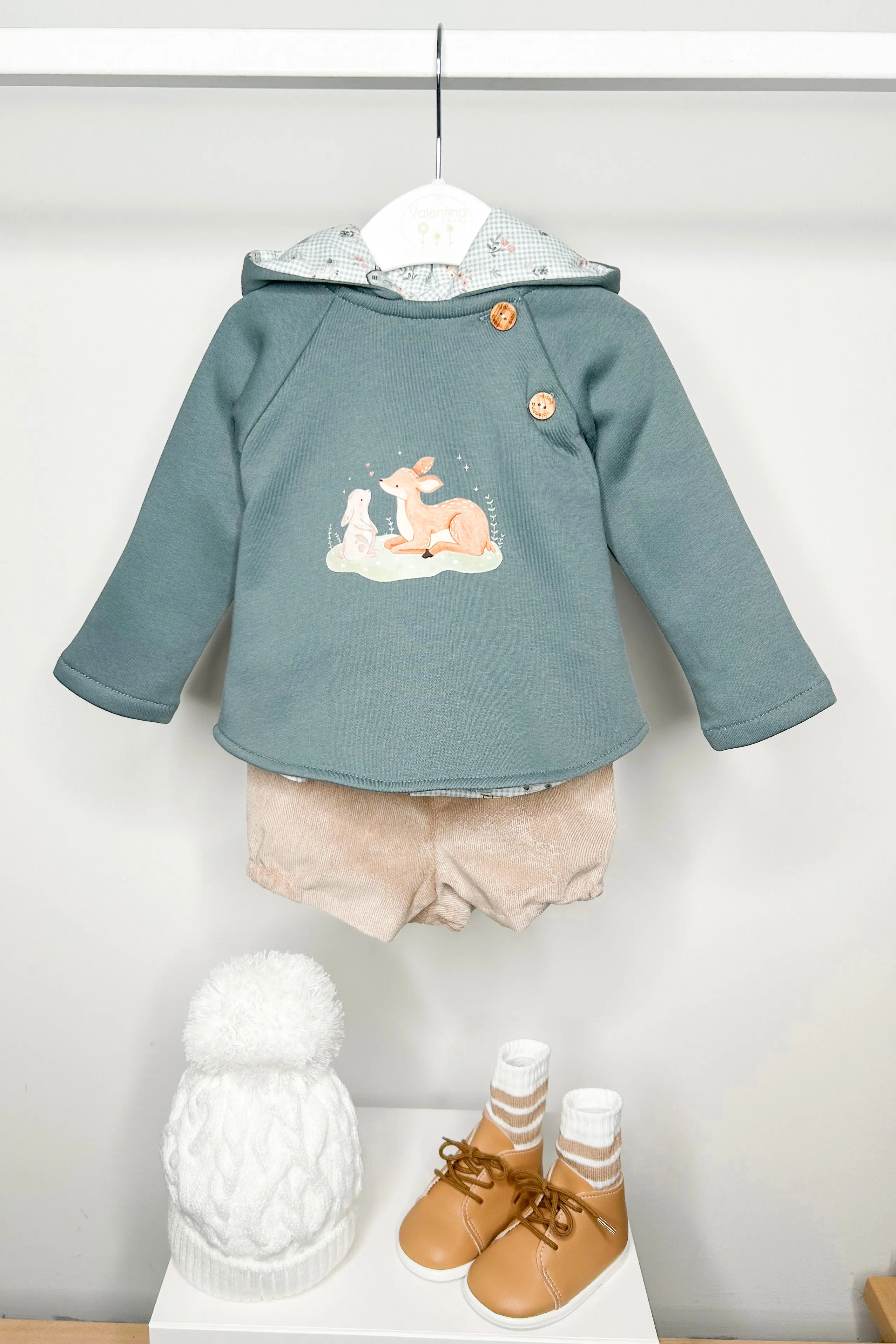 "Dominic" Teal Bunny Hoodie, Shirt & Shorts