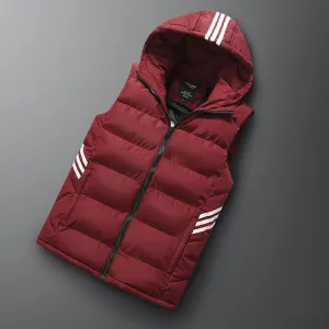 Solid Color Hooded Down Filled Plus Size Male Puffer Vest (3 colors)