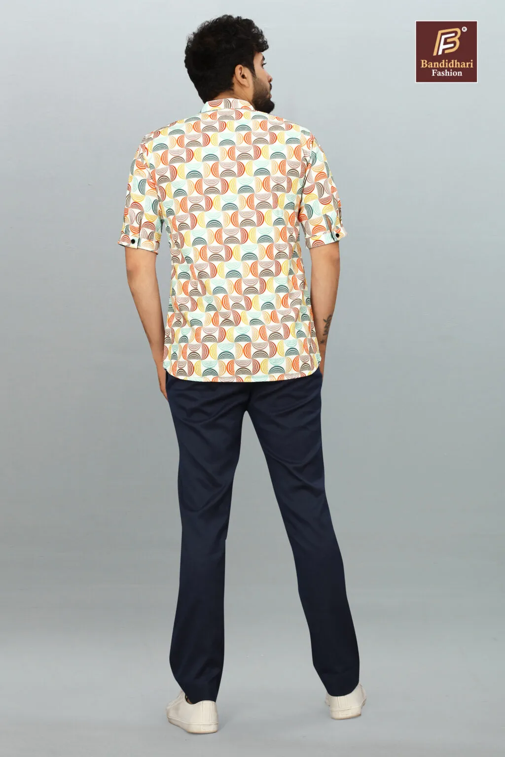 Stylish Men's Printed Mandarin Collar Shirt