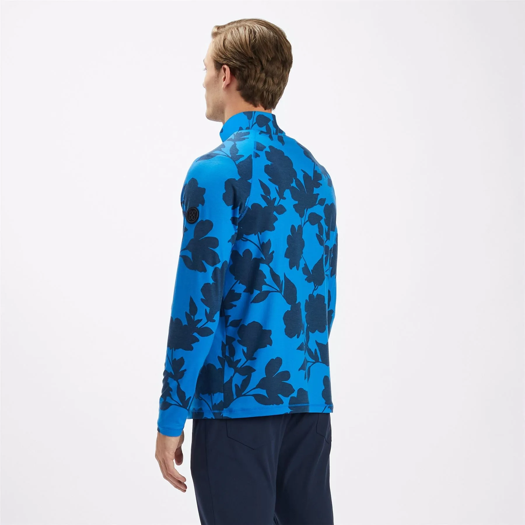 Tonal Floral Luxe Quarter Zip Mid Layer Racer - AW23