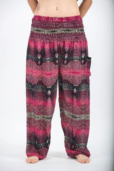 Unisex Paisley Harem Pants in Pink