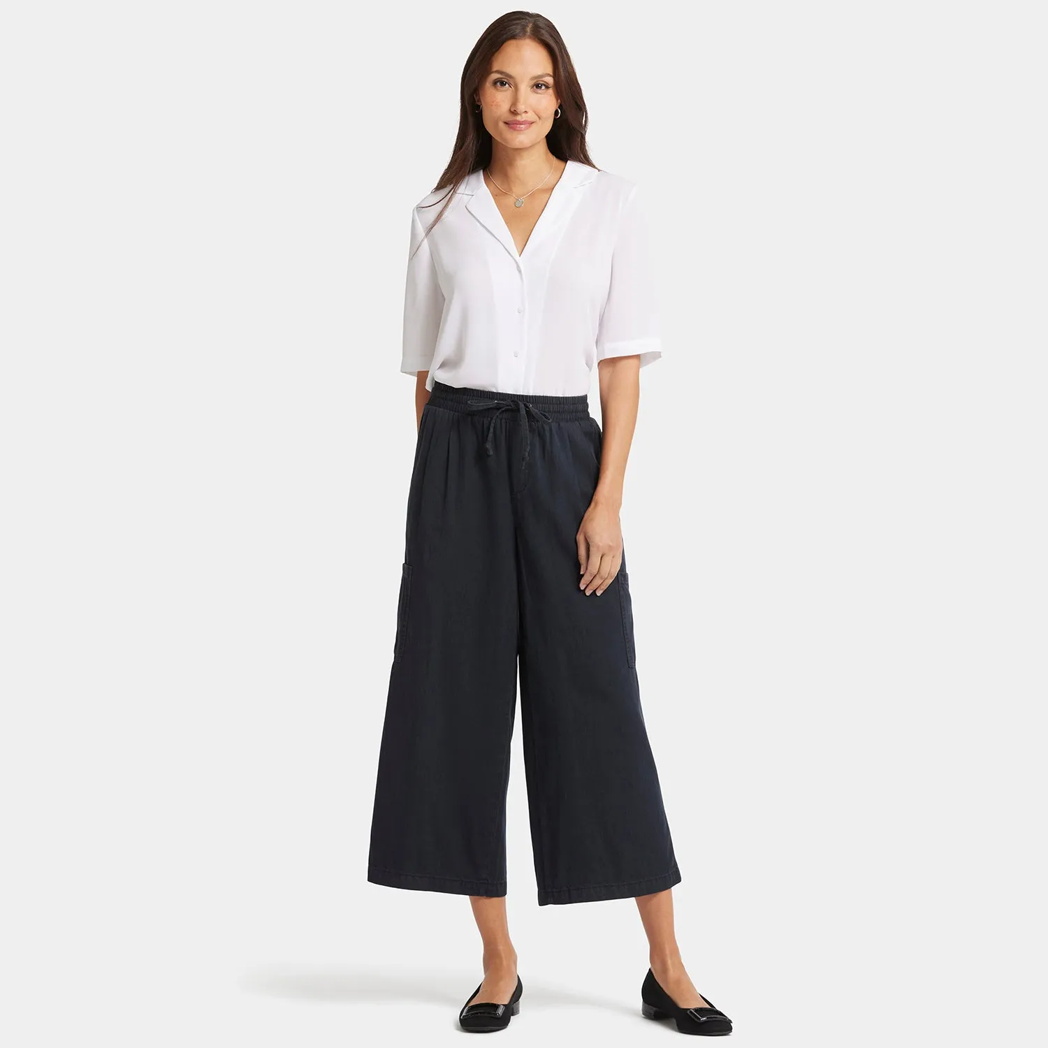 Whitney Crop Pull-On Cargo Pants  - Overdye Black