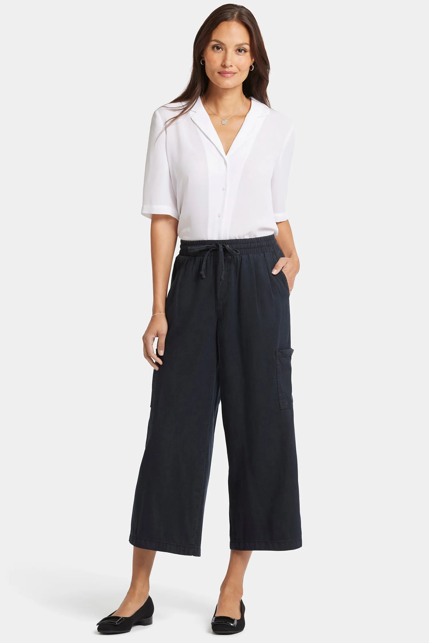 Whitney Crop Pull-On Cargo Pants  - Overdye Black