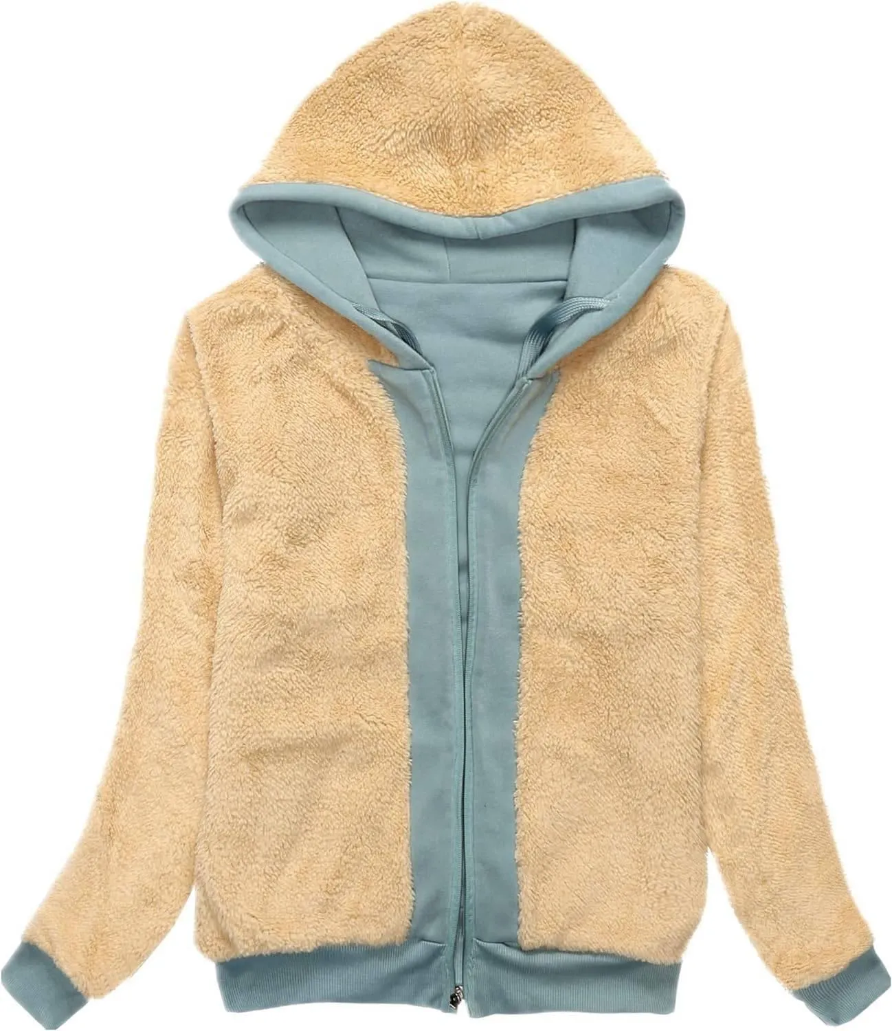 Women's Sherpa Lined Fleece Full Zip-Up Hoodie-ZPK006050