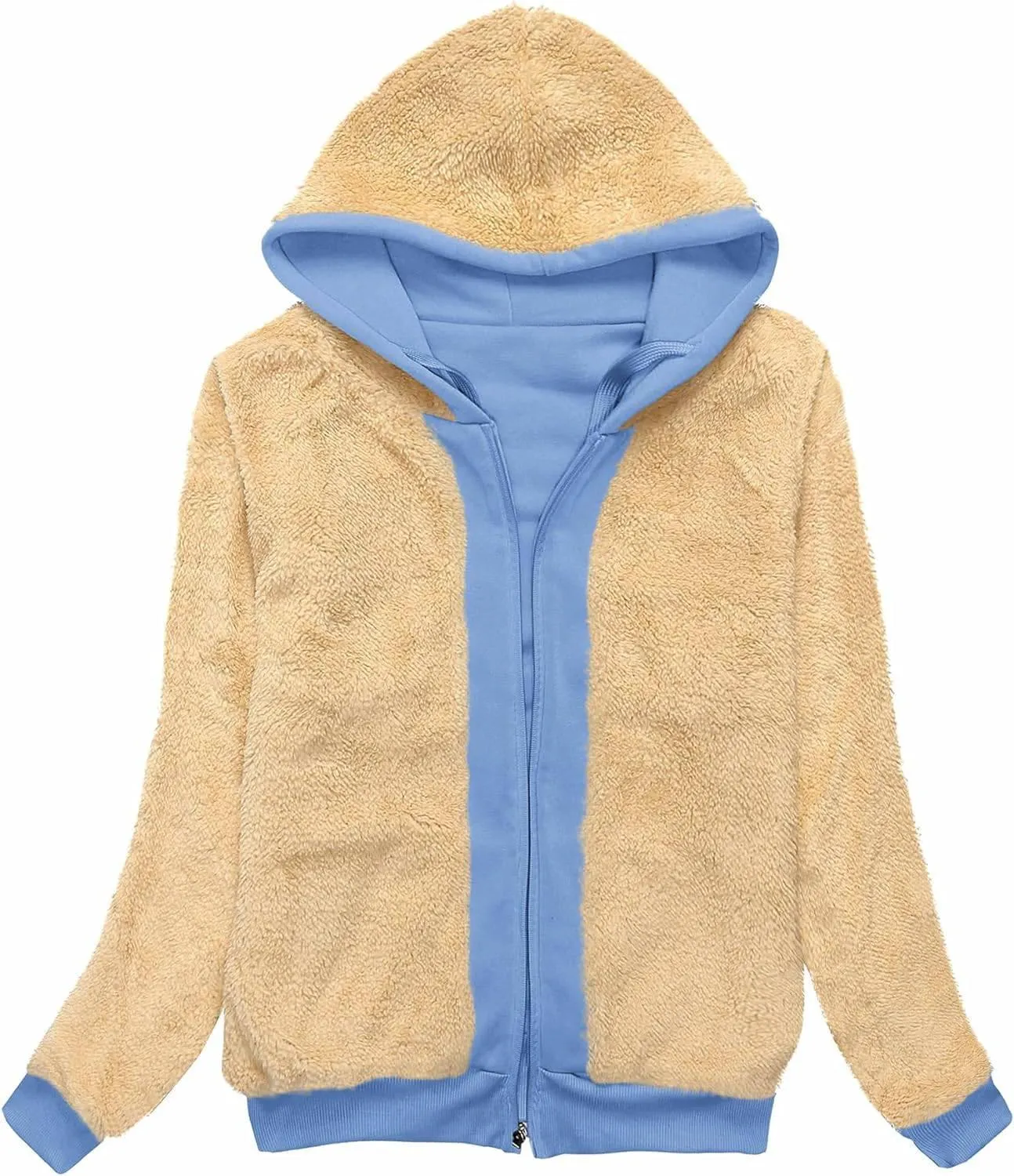 Women's Sherpa Lined Fleece Full Zip-Up Hoodie-ZPK006050